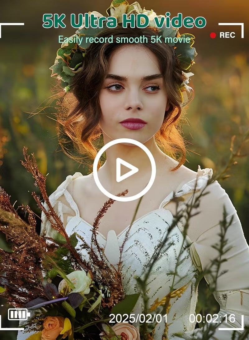 كاميرا رقمية بدقة 5K، كاميرات فيديو بدقة 75 ميجابكسل، كاميرا رقمية بخاصية التركيز التلقائي 18X مع شاشة قلابة 3 بوصات بزاوية 180 درجة، كاميرا سفر مدمجة لتسجيل الفيديو مع بطاقة TF سعة 128 جيجابايت للتصوير الفوتوغرافي - Image 3